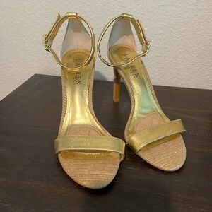 Ralph Lauren Sandals Size 6 Gold, Cushion Soft Women’s